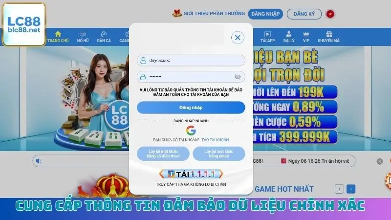 Cung cấp thông tin đảm bảo dữ liệu chính xác